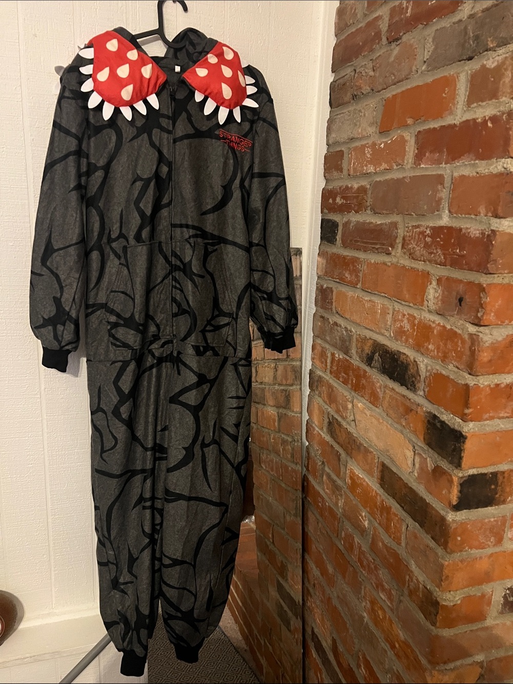 Stranger Things Black Graphic Hooded Pajama Set with Red Hood Accents